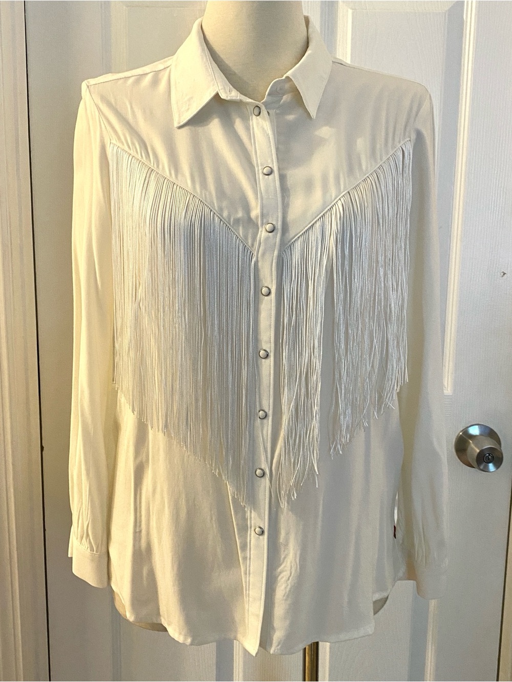 Levi's White Fringe Button-Down Shirt
